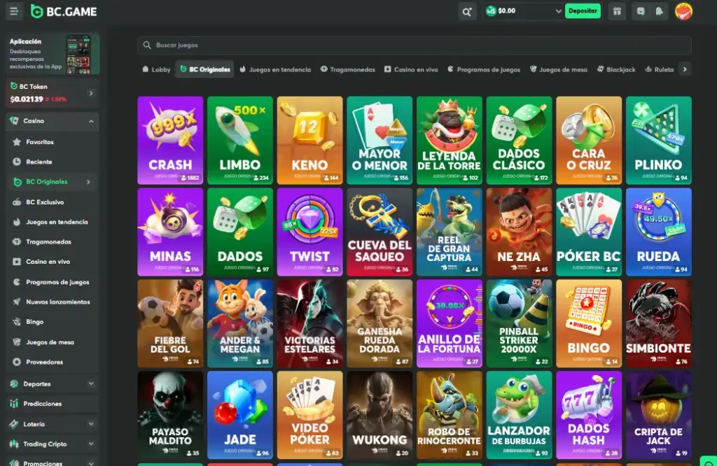 Juegos Disponibles en BC Game Online
