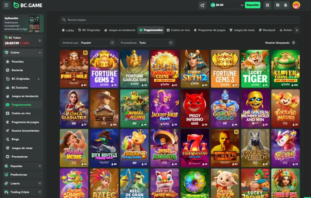 Juegos Disponibles en BC Game Online