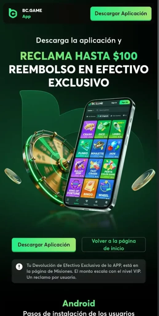 BC Game en el Celular: Android e iOS